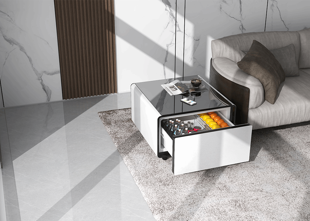 Table basse connectée BASETAB LT60 avec réfrigérateur et recharge sans fil