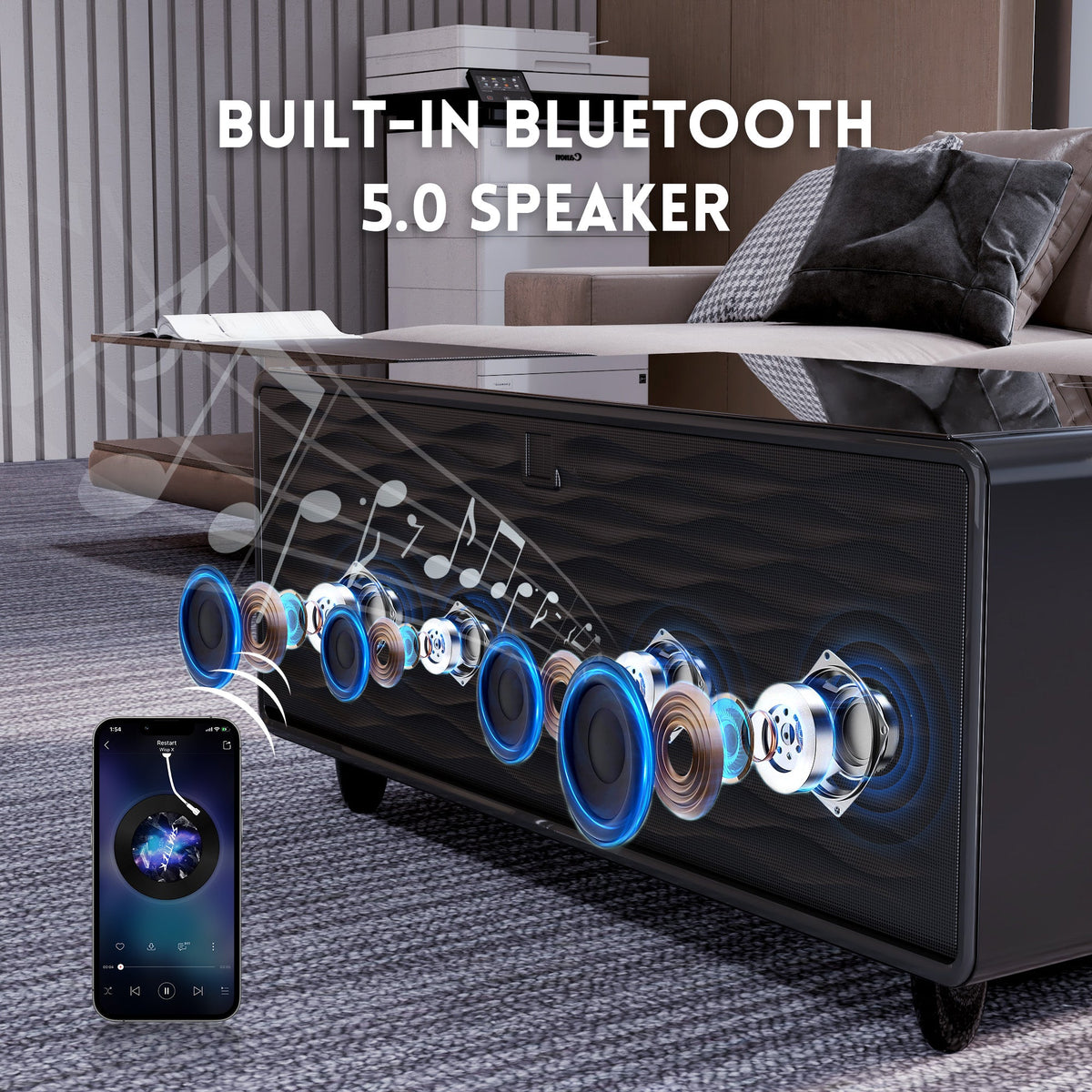 BASETAB LT90 FreezerX Smart Coffee Table with Fridge & Freezer