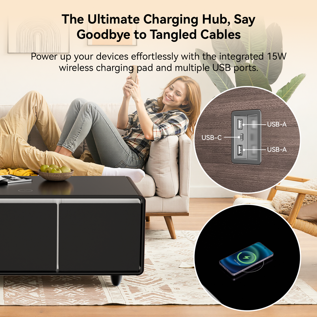 BASETAB LT90 FreezerX Smart Coffee Table with Fridge & Freezer