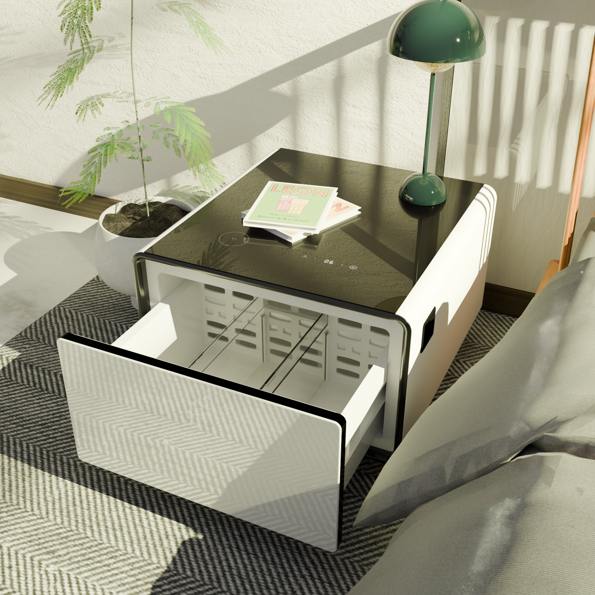 Table basse connectée BASETAB LT60 avec réfrigérateur et recharge sans fil