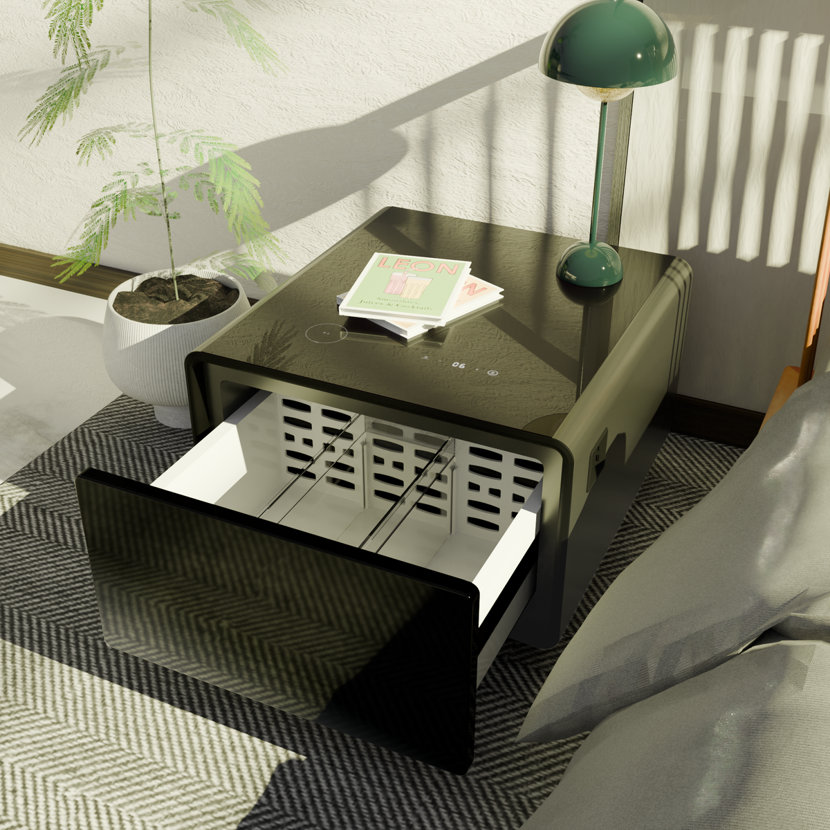 Table basse connectée BASETAB LT60 avec réfrigérateur et recharge sans fil