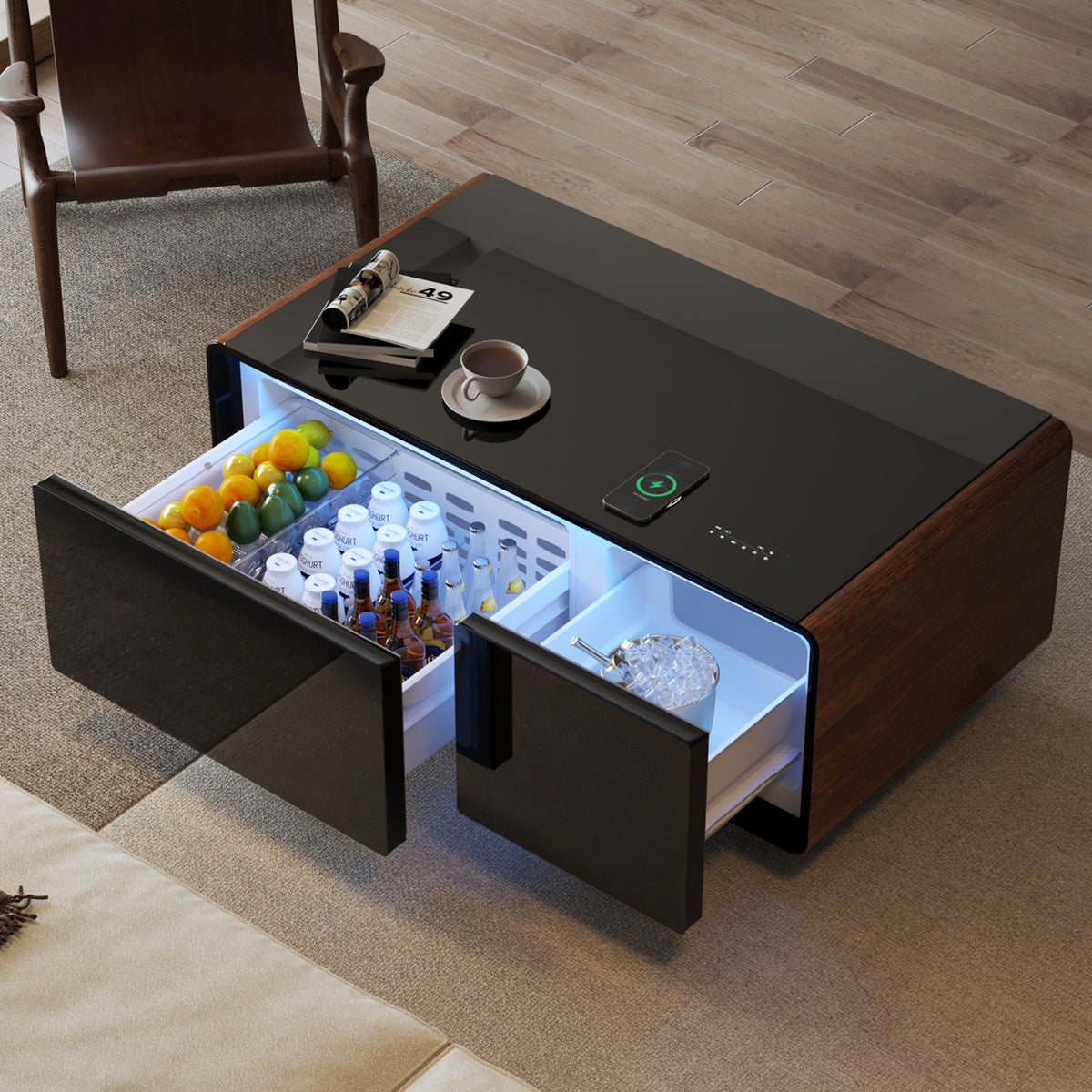 Table basse intelligente BASETAB LT90 FreezerX avec réfrigérateur et congélateur